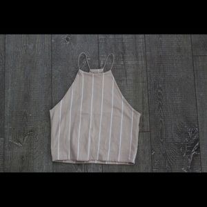 Pacsun peach halter crop top with vertical stripes